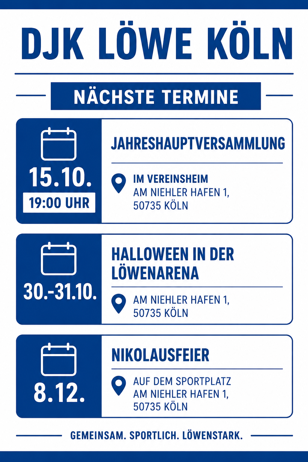 Achtung: Neue Termine!